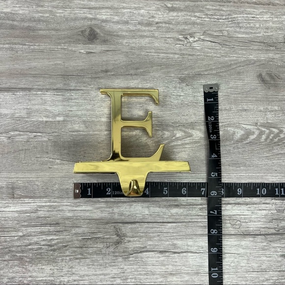 Gold Brass E Shelf Hook Stocking Hanger Christmas Decor - Picture 6 of 7